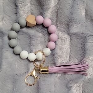 Pastel Beaded Keychain with Tassel